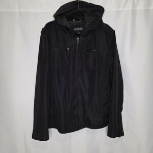 Men's GUESS Black Hooded Lightweight Jacket XL
